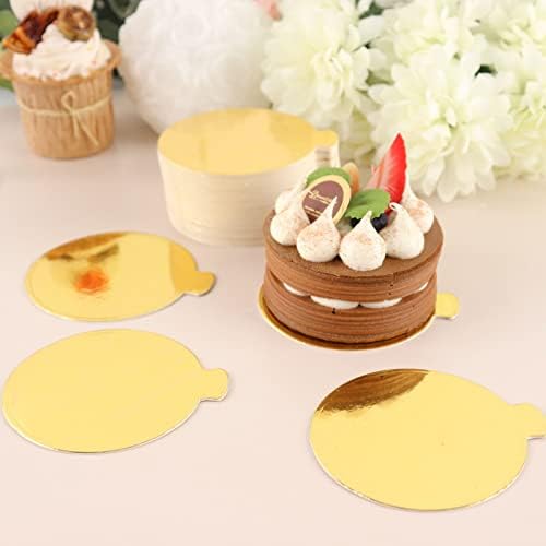 חבילה של Efavormart 50 | 3 מיני מגשי נייר פרוסת קינוח עגול זהב, לוחות עוגה